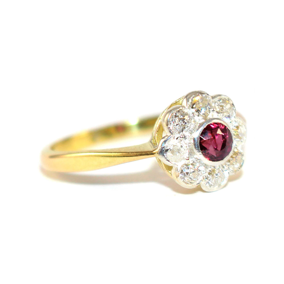 Edwardian Ruby and Diamond Engagement Ring UK
