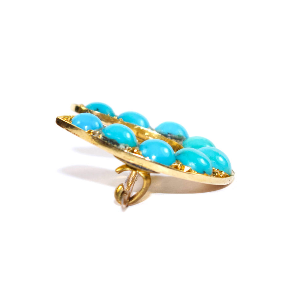 Antique Turquoise Horseshoe Brooch