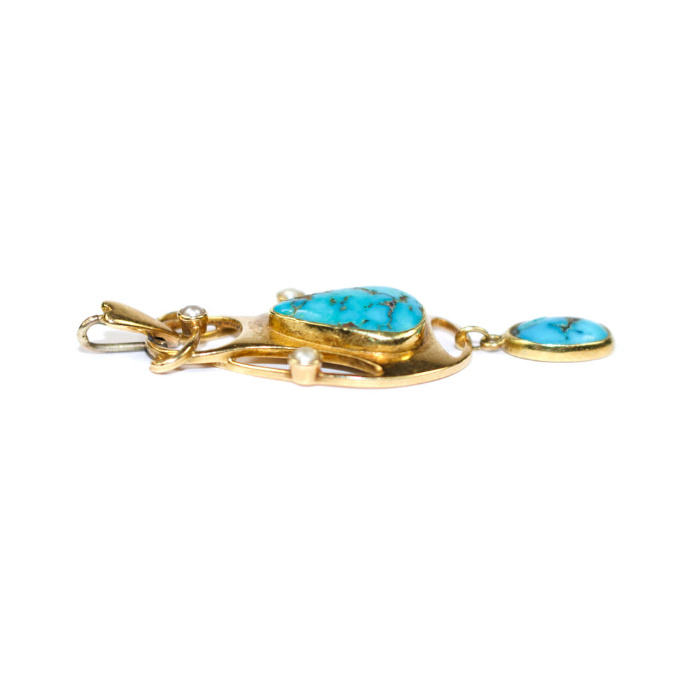 art nouveau turquoise pendant