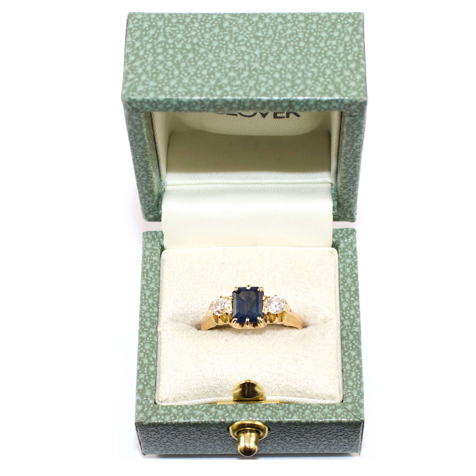 Antique Sapphire and Diamond 3 stone ring