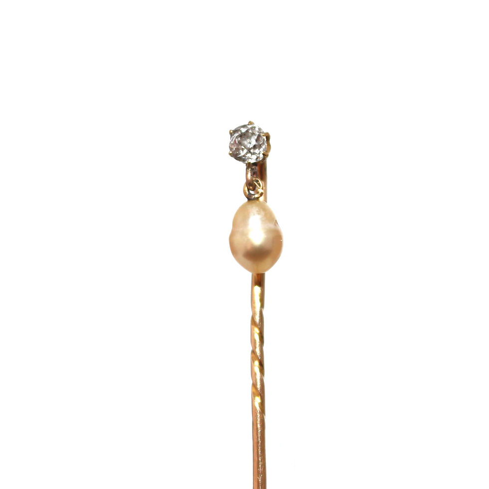 Edwardian Diamond and Pearl Stickpin