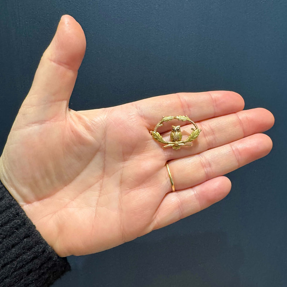 Antique Gold Owl Brooch