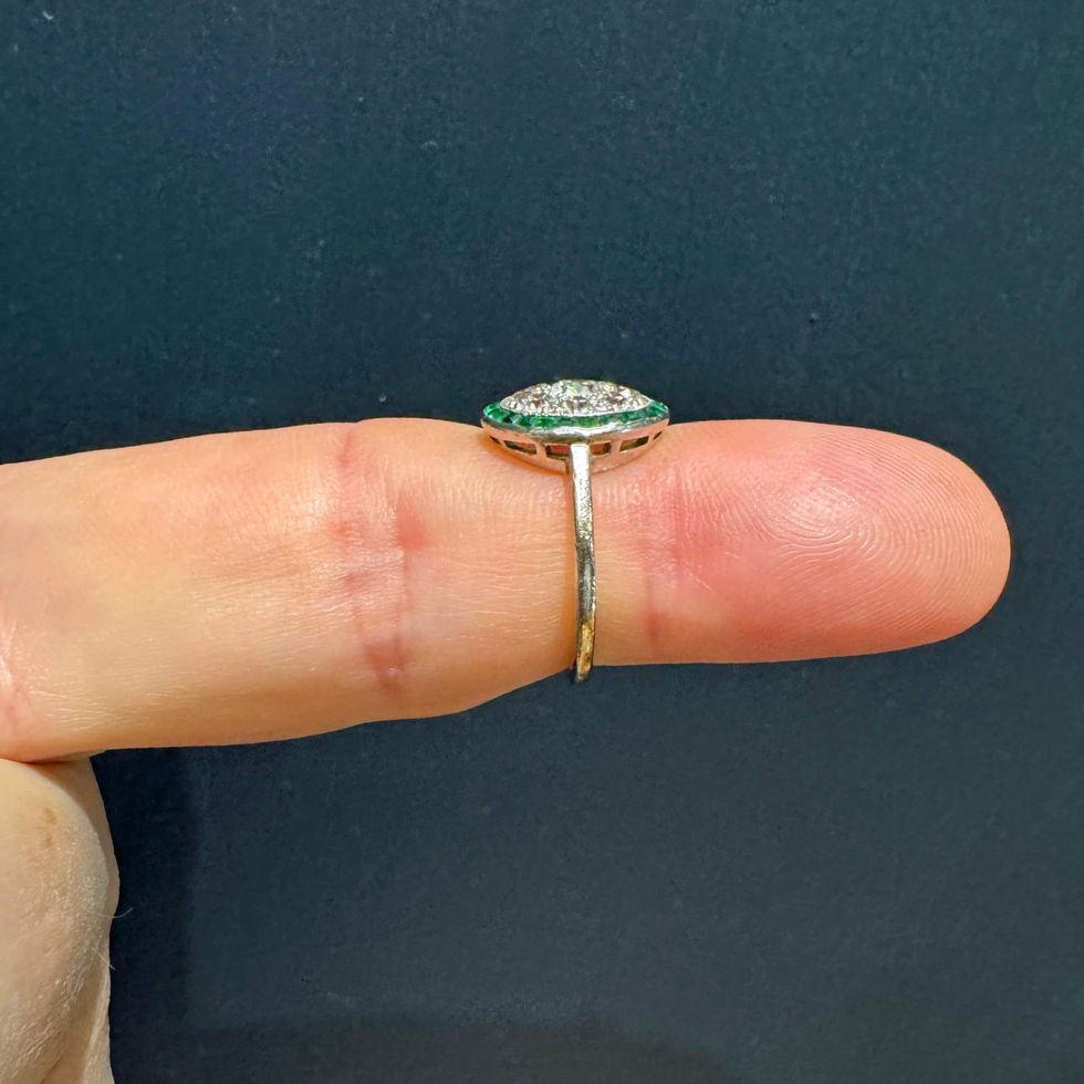 Art Deco Emerald and Diamond Target Ring