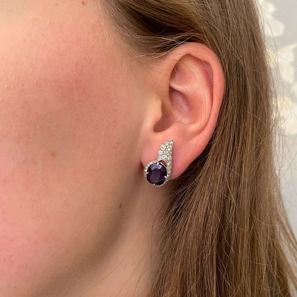 Art Deco Amethyst & Diamond Angel Wing Earrings UK