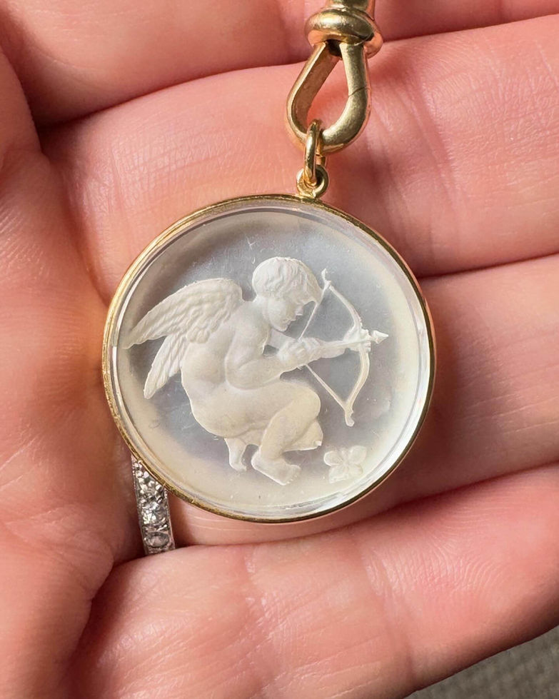 Heinrich Hoffmann Glass Intaglio Cherub Pendant