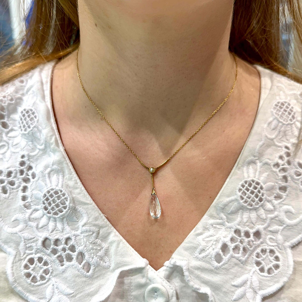 antique Aquamarine & Pearl Necklace UK