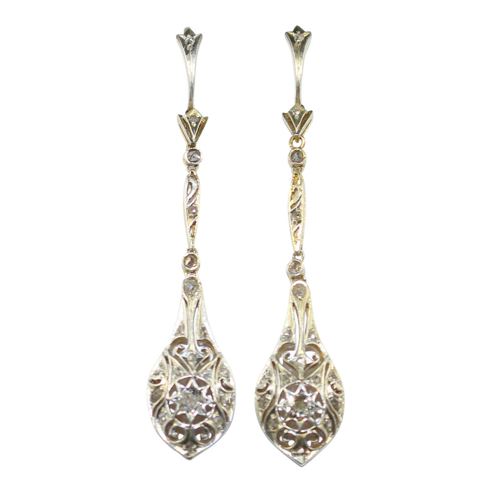Edwardian Diamond Drop Earrings UK