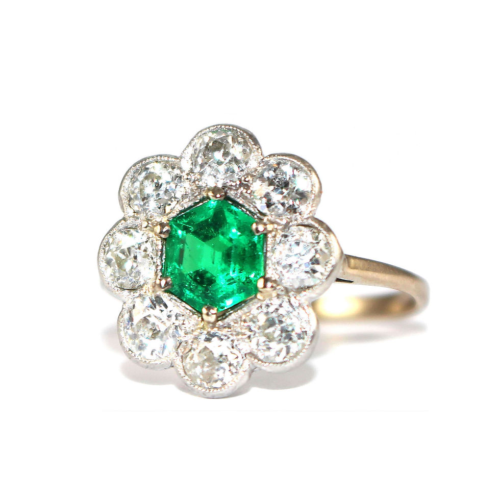 Art Deco Emerald and Diamond Ring