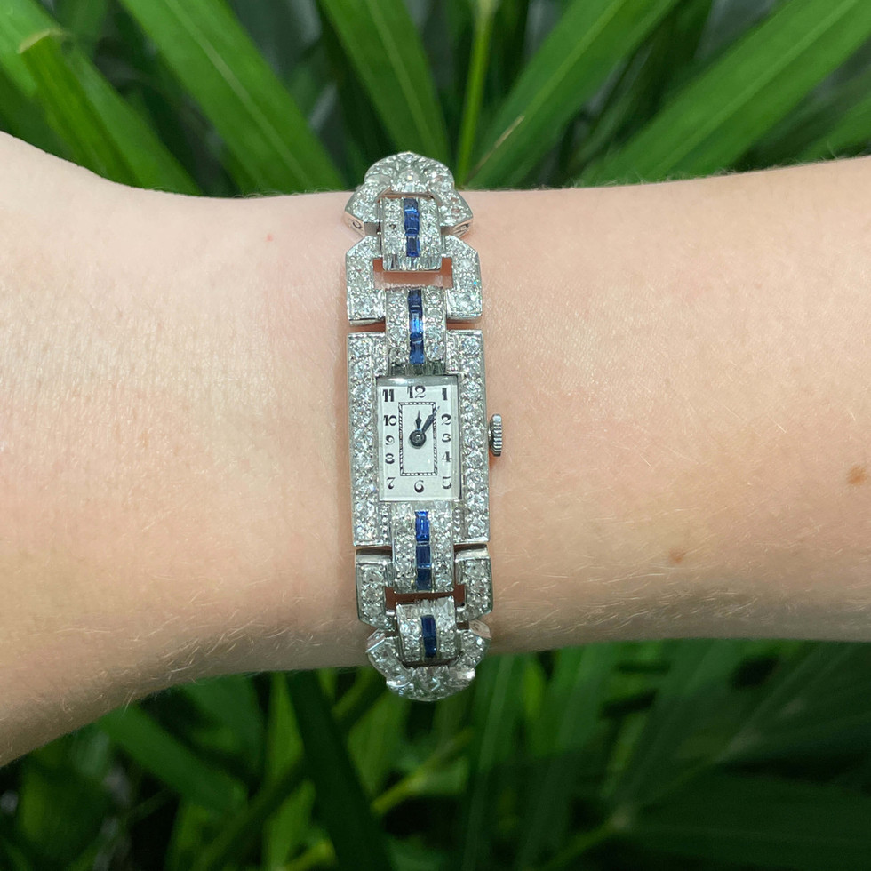 Art Deco Diamond & Sapphire Ladies Watch UK