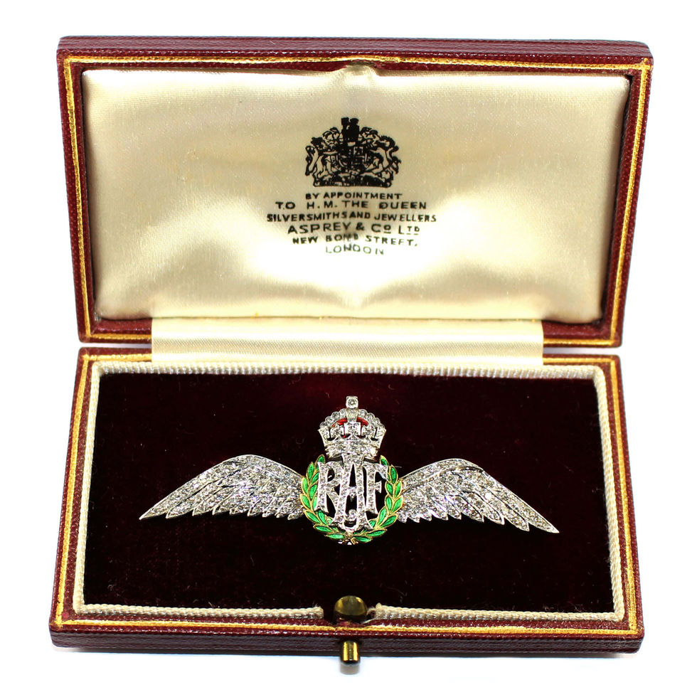 Vintage RAF Diamond Sweetheart Brooch