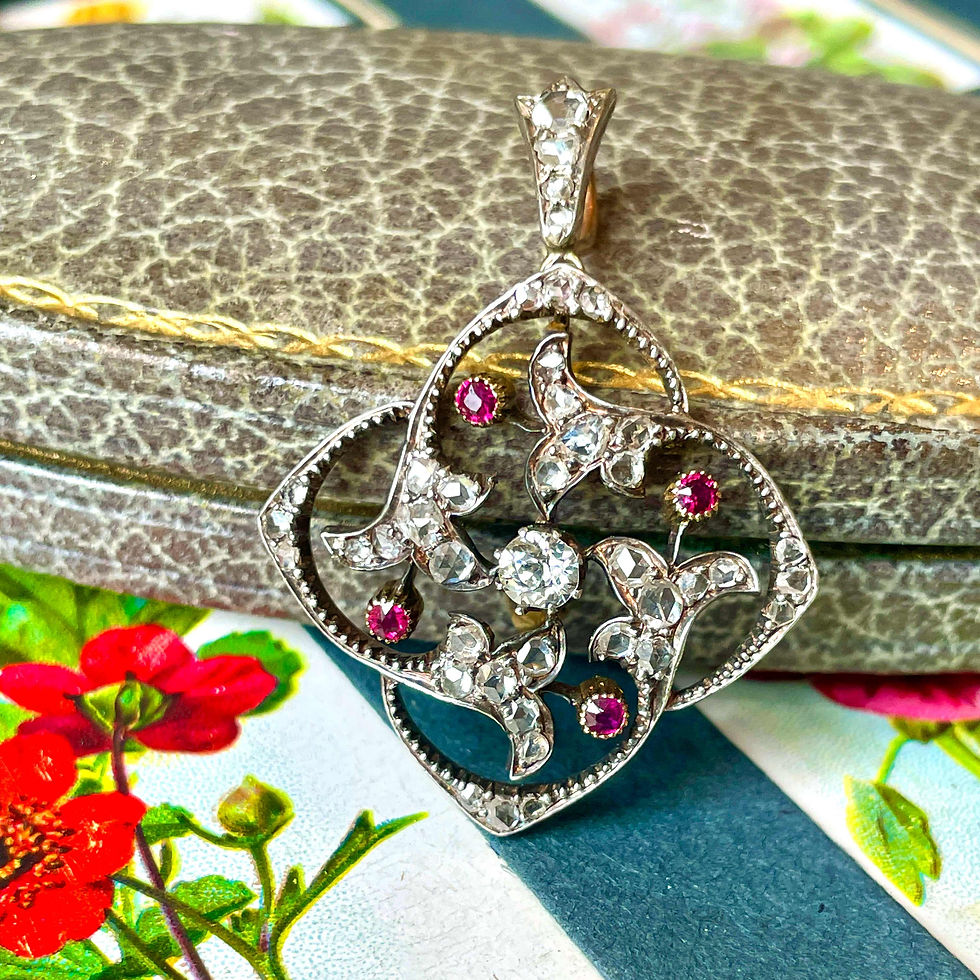 Art Nouveau Ruby & Diamond Pendant