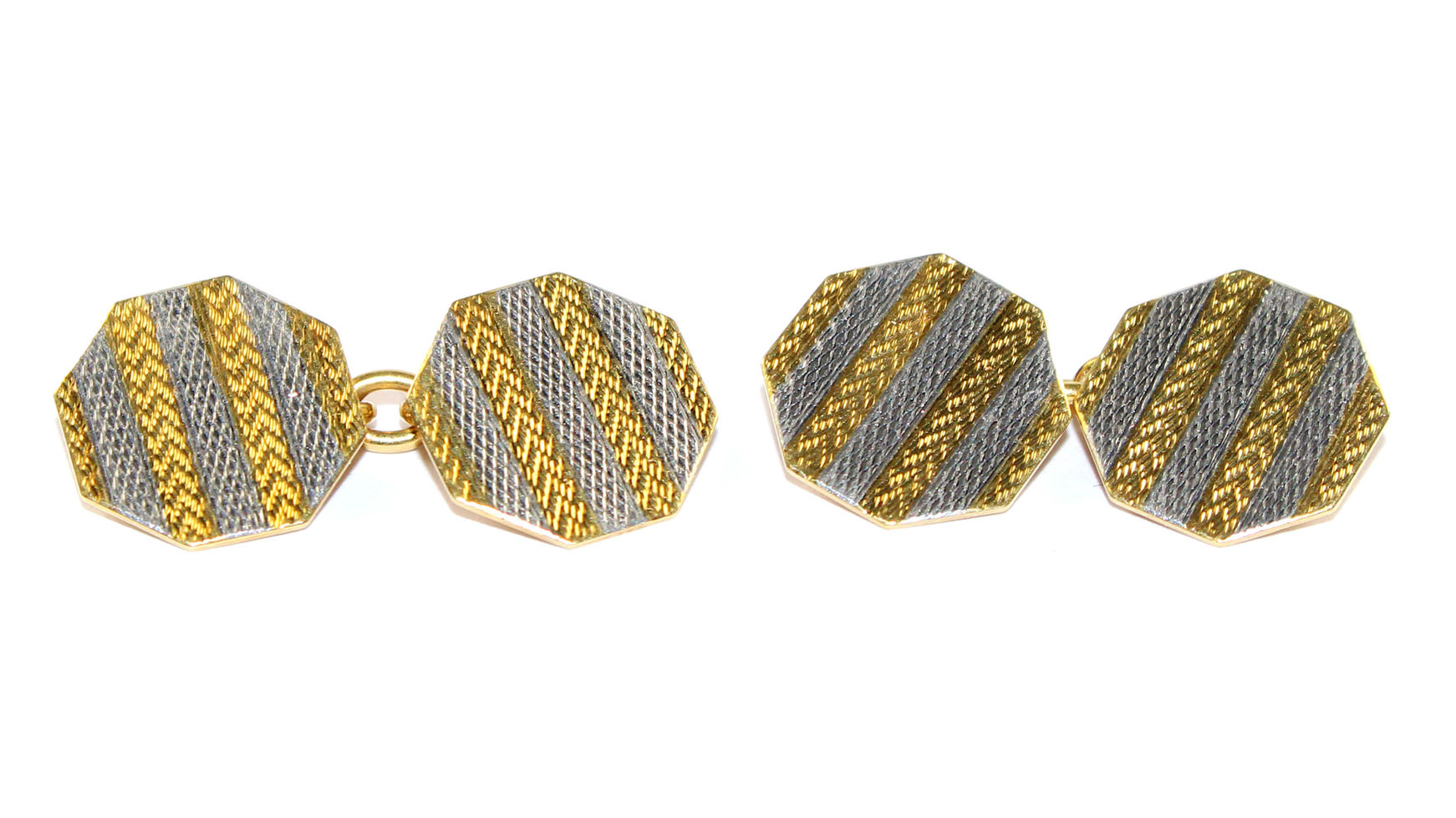 Art Deco Platinum & Gold Octagonal Cufflinks UK