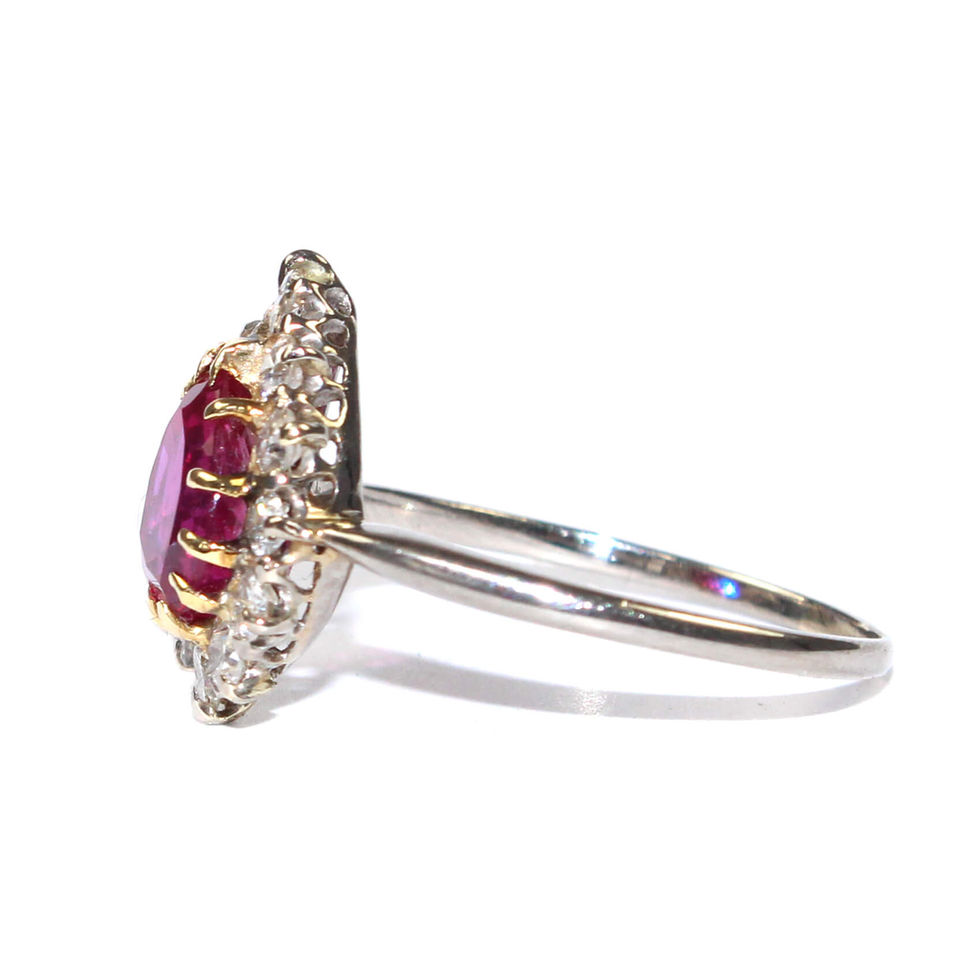 Art Deco Burma Ruby Cluster Ring UK