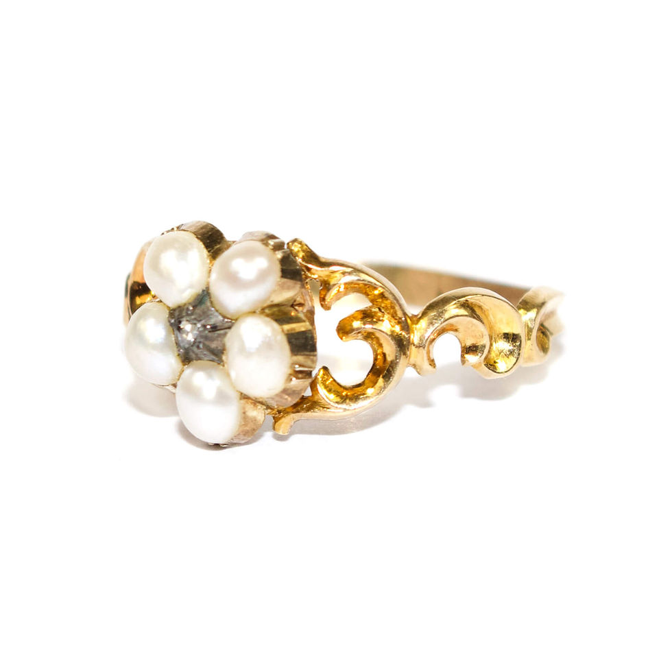Georgian Pearl Pansy Ring