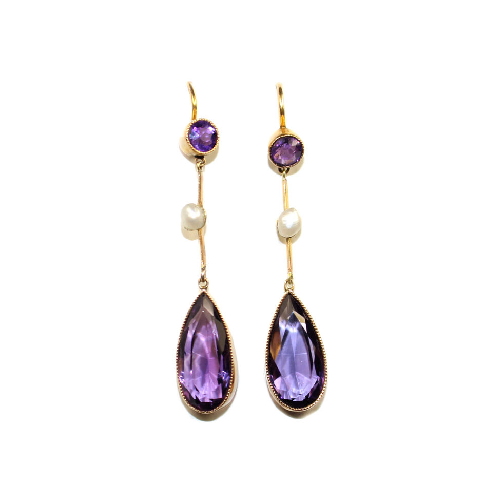Edwardian Amethyst Drop Earrings