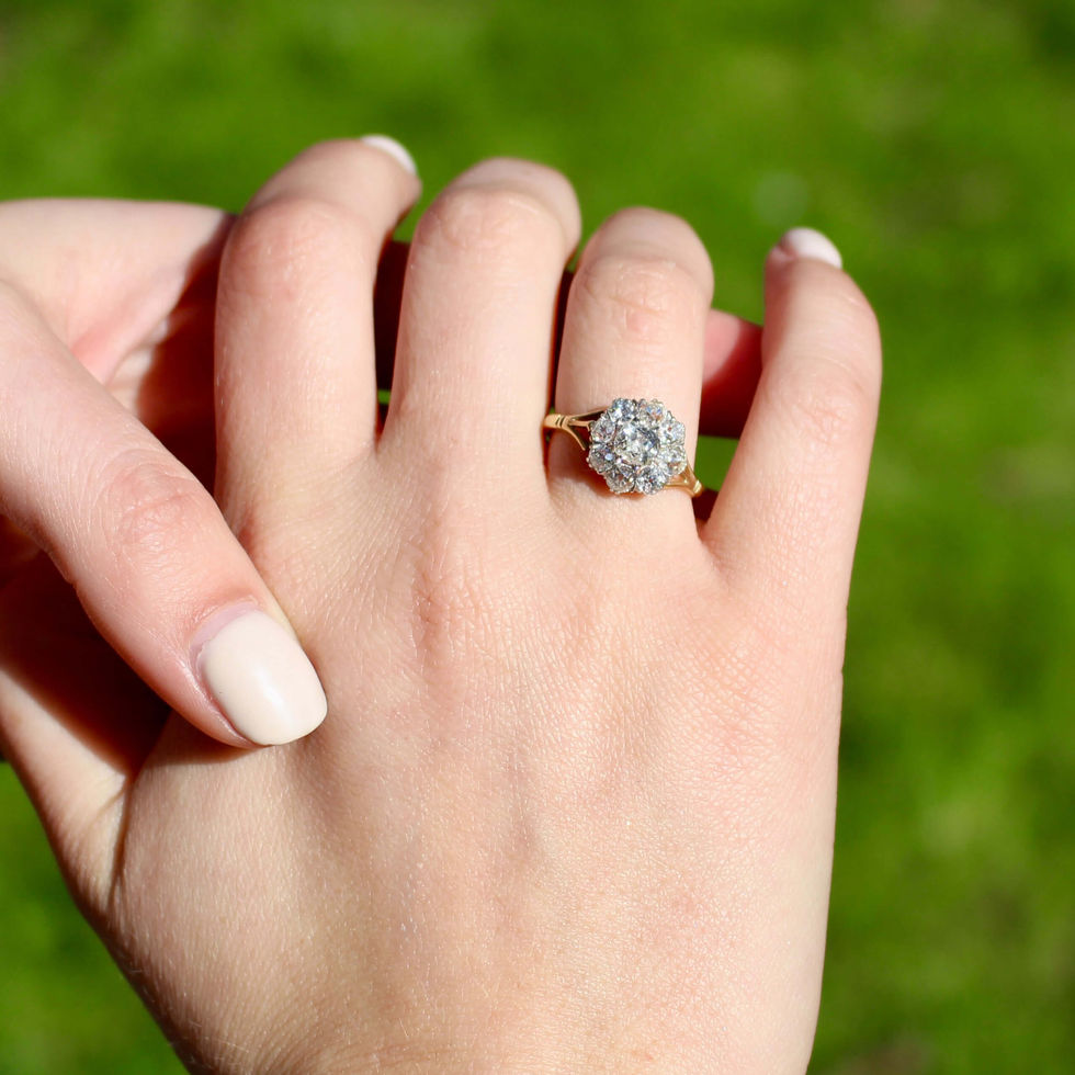 Edwardian old cut diamond cluster ring