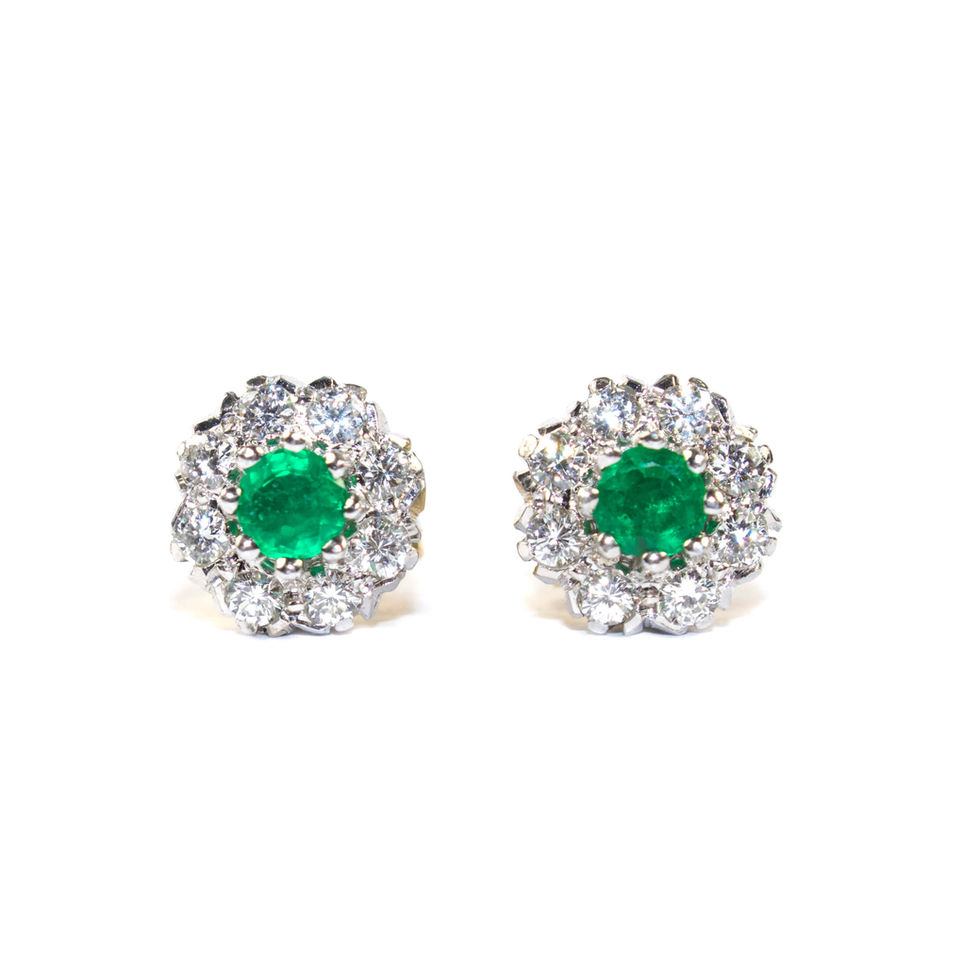 Vintage Emerald and Diamond Earrings