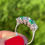 Thumbnail: Art Deco Emerald & Diamond ring