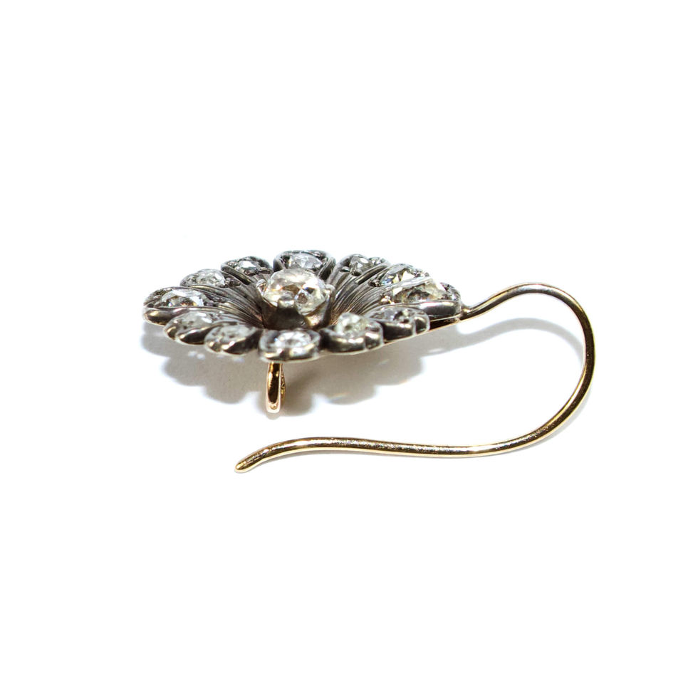 Victorian Diamond Cluster Drop Earrings