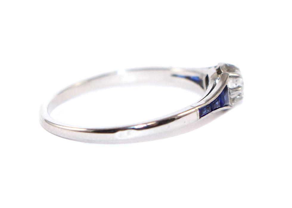 Art Deco Sapphire & Diamond Engagement Ring