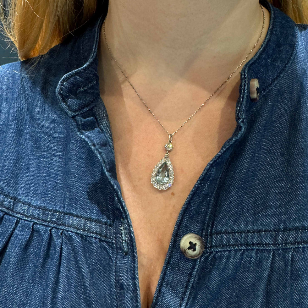 Antique Aquamarine and Diamond Necklace UK