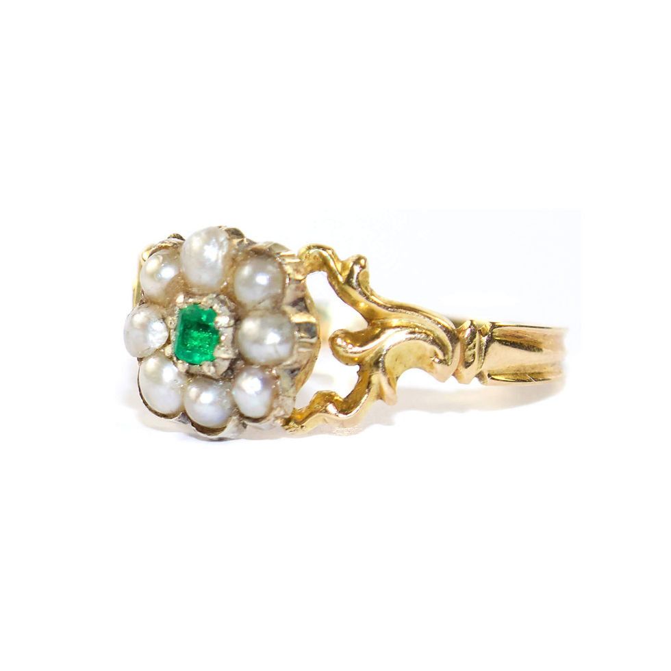 Regency Emerald and Pearl Ring