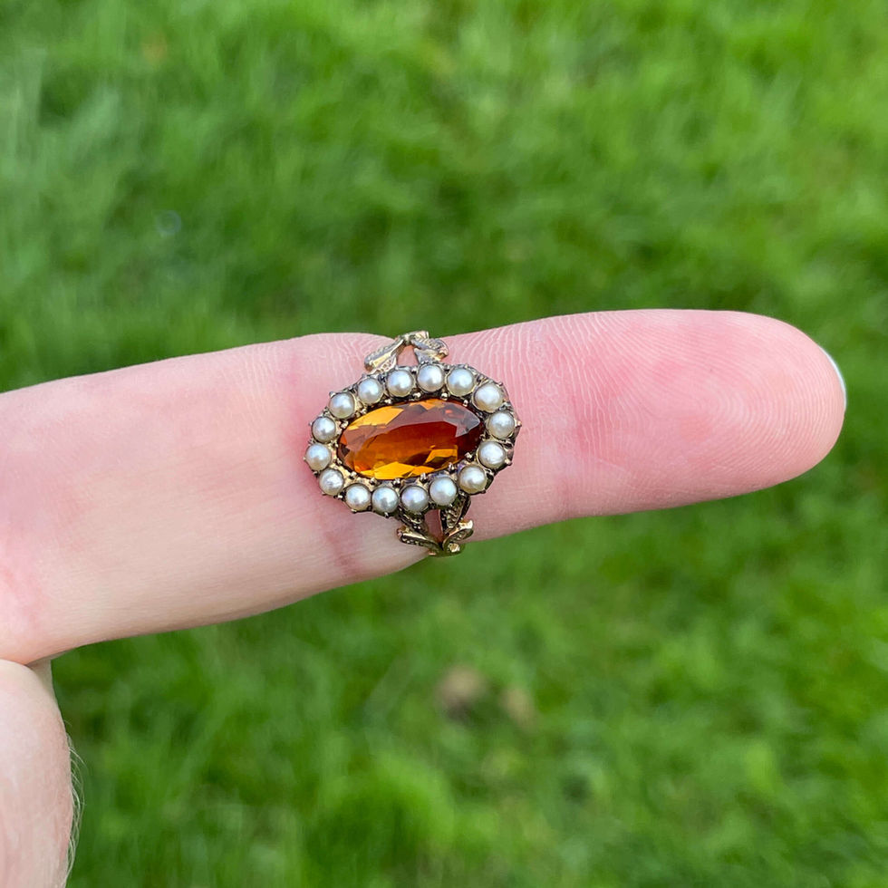 Estate jewelry Citrine & Pearl Ring UK