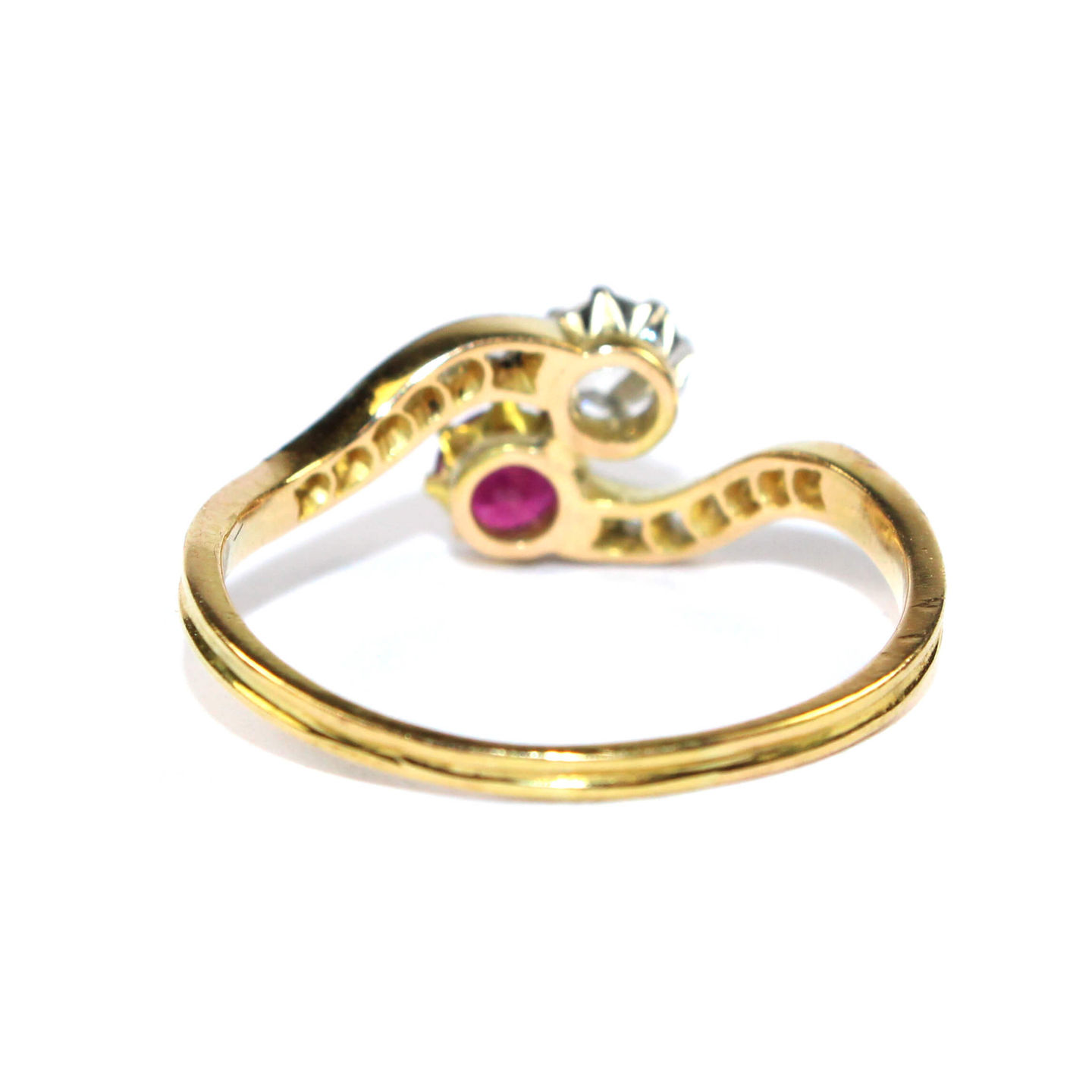 art deco Ruby and Diamond toi et moi Ring UK