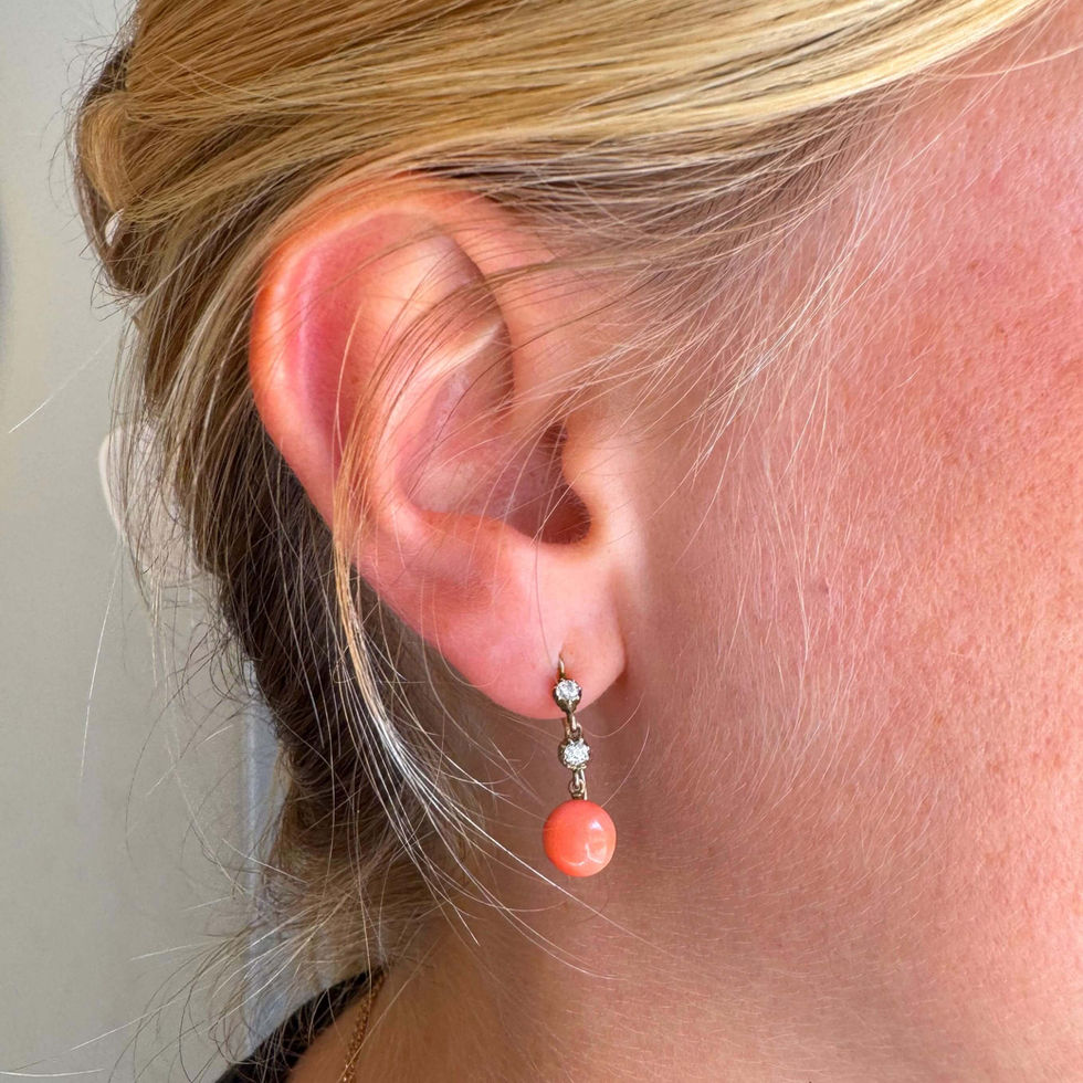 Victorian Coral and Diamond Earrings