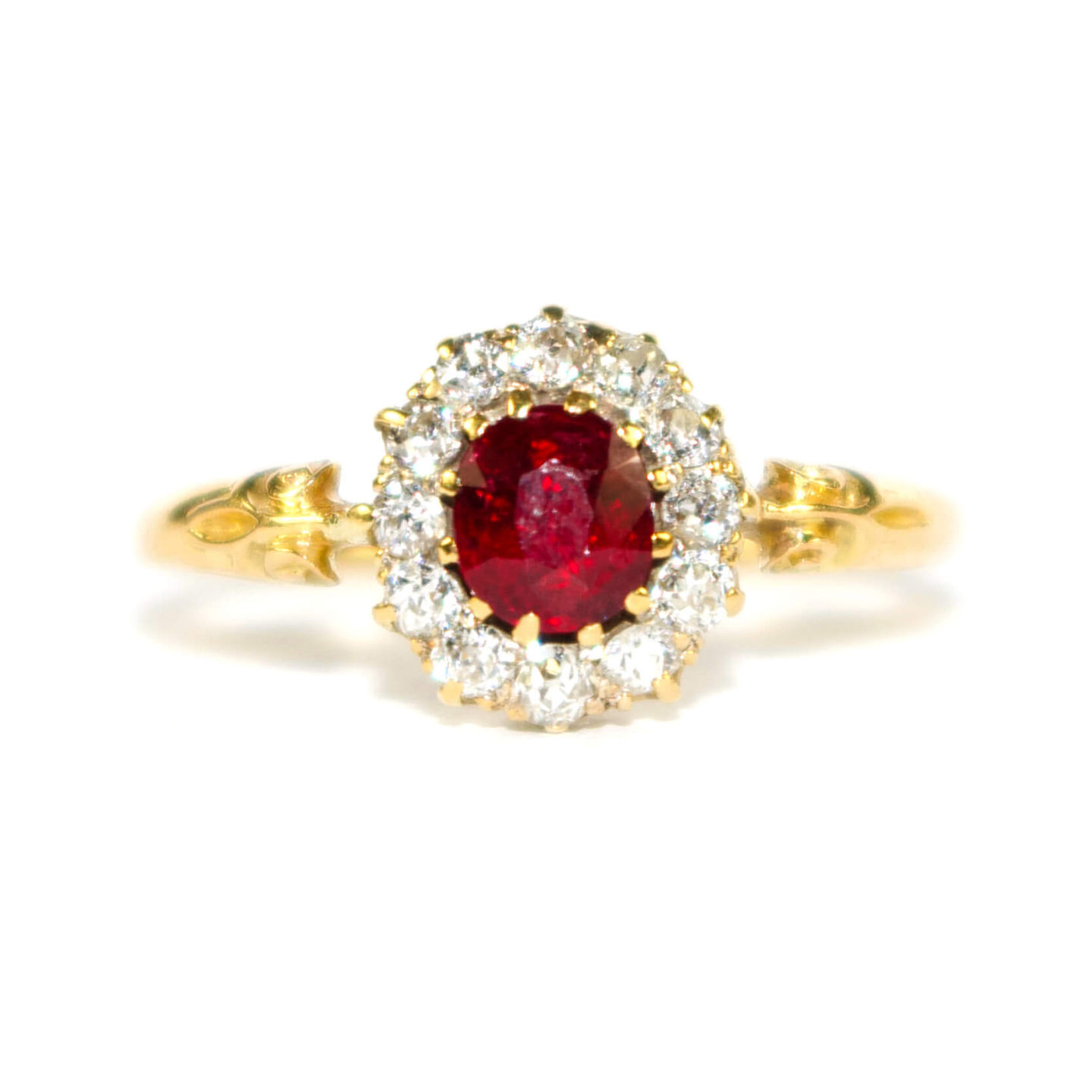 Victorian Ruby and Diamond Cluster Ring