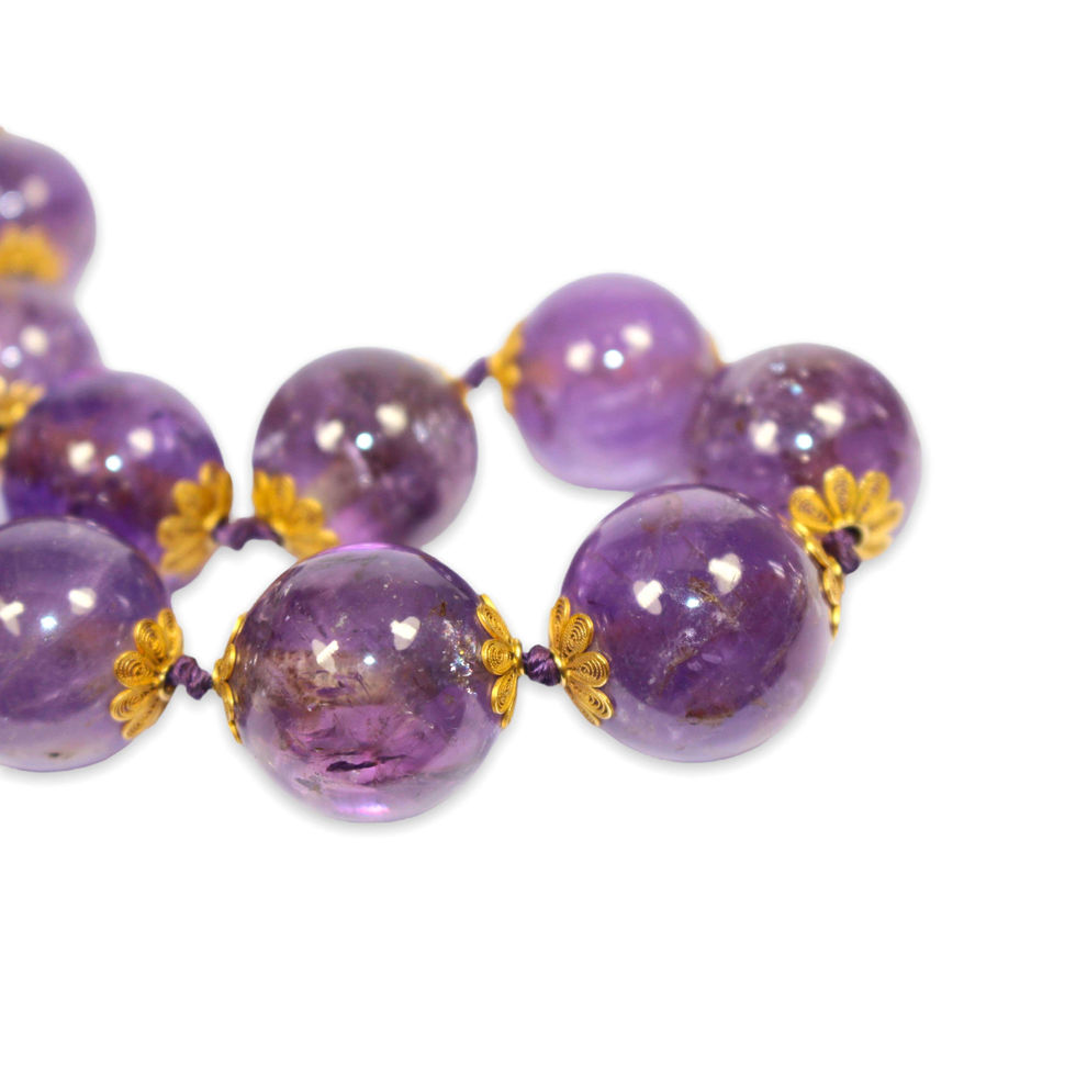antique Large Amethyst Bead Necklace