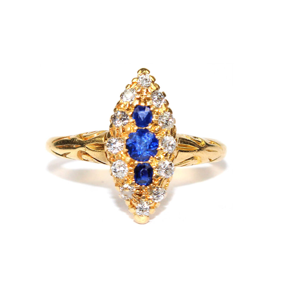 Edwardian Sapphire Diamond Marquise Ring