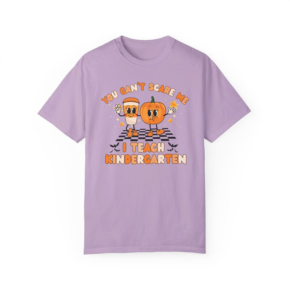 Thumbnail: You Can't Scare Me I Teach Kindergarten Checkered Halloween Comfort Colors Shirt