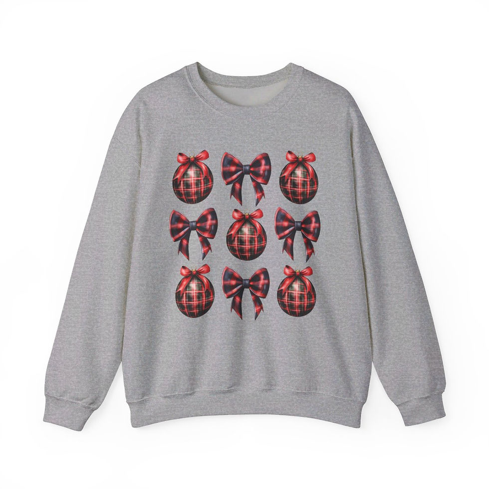 Thumbnail: Limited Edition Buffalo Plaid Ornament and Bows Coquette Sweatshirt