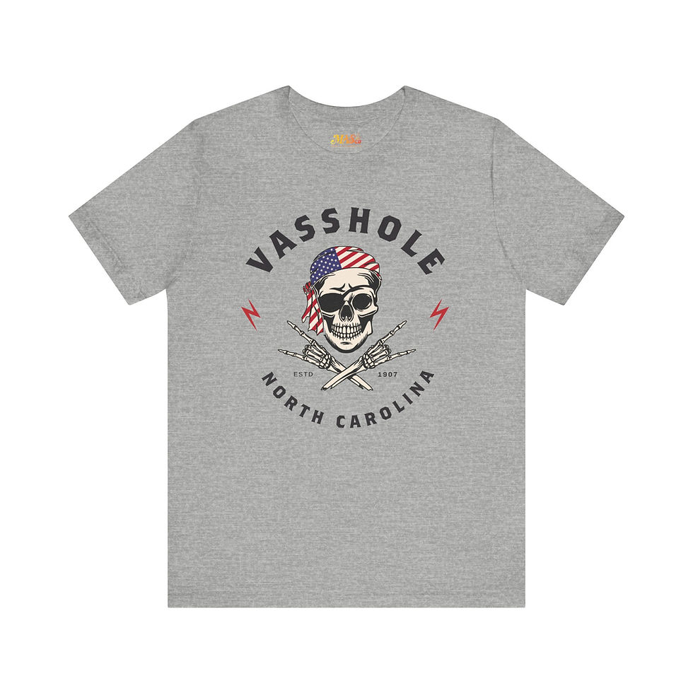 Thumbnail: Vasshole Shirt - Small Town Vass North Carolina Skull Pirate Shirt