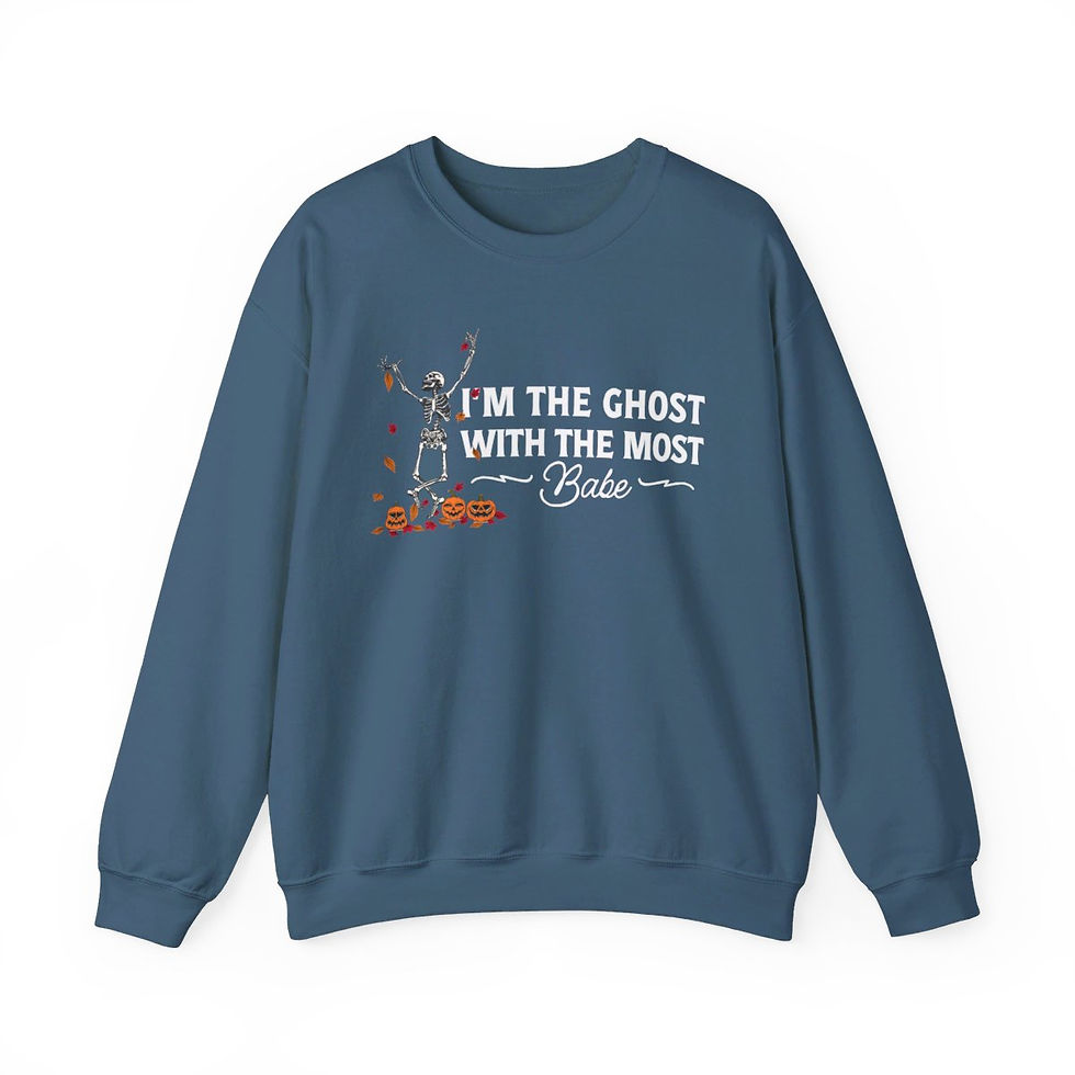 Thumbnail: Ghost with the Most Babe  Skeleton Beetlejuice Inspired Halloween Sweatshirt
