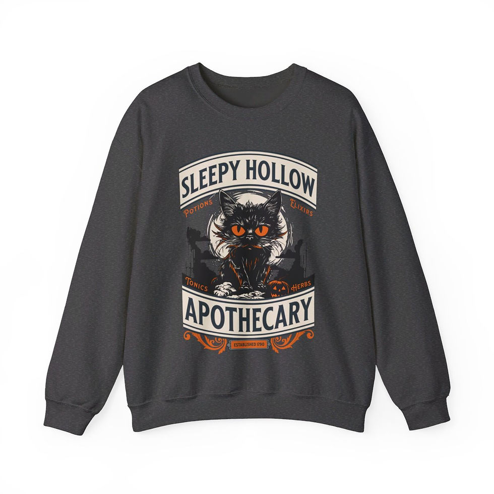 Thumbnail: Sleepy Hollow Apothecary Cat Halloween Sweatshirt