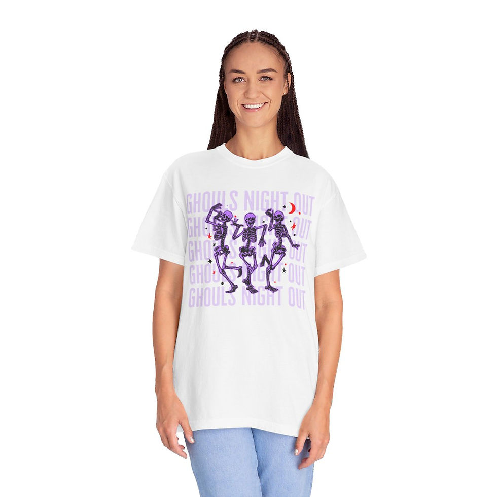 Thumbnail: Halloween Ghouls Night Out - Girls Night Out Skeletons Comfort Colors Shirt