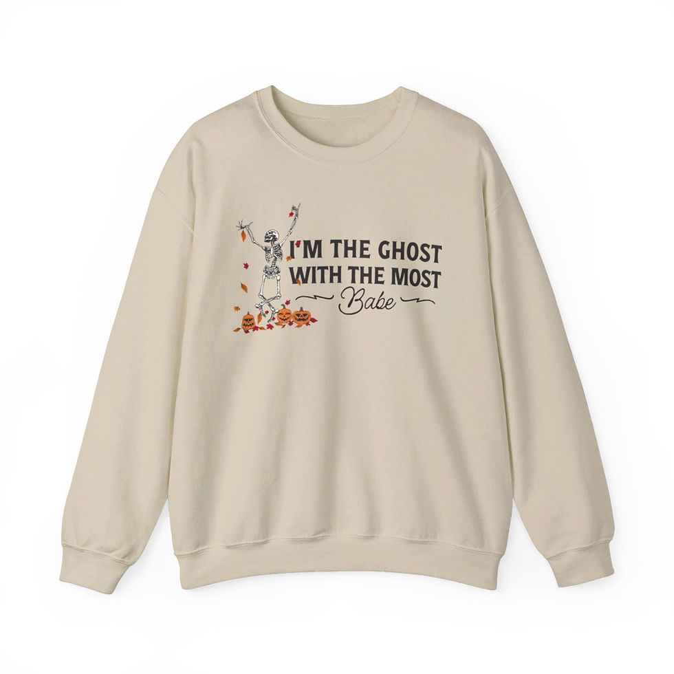 Thumbnail: Ghost with the Most Babe  Skeleton Beetlejuice Inspired Halloween Sweatshirt