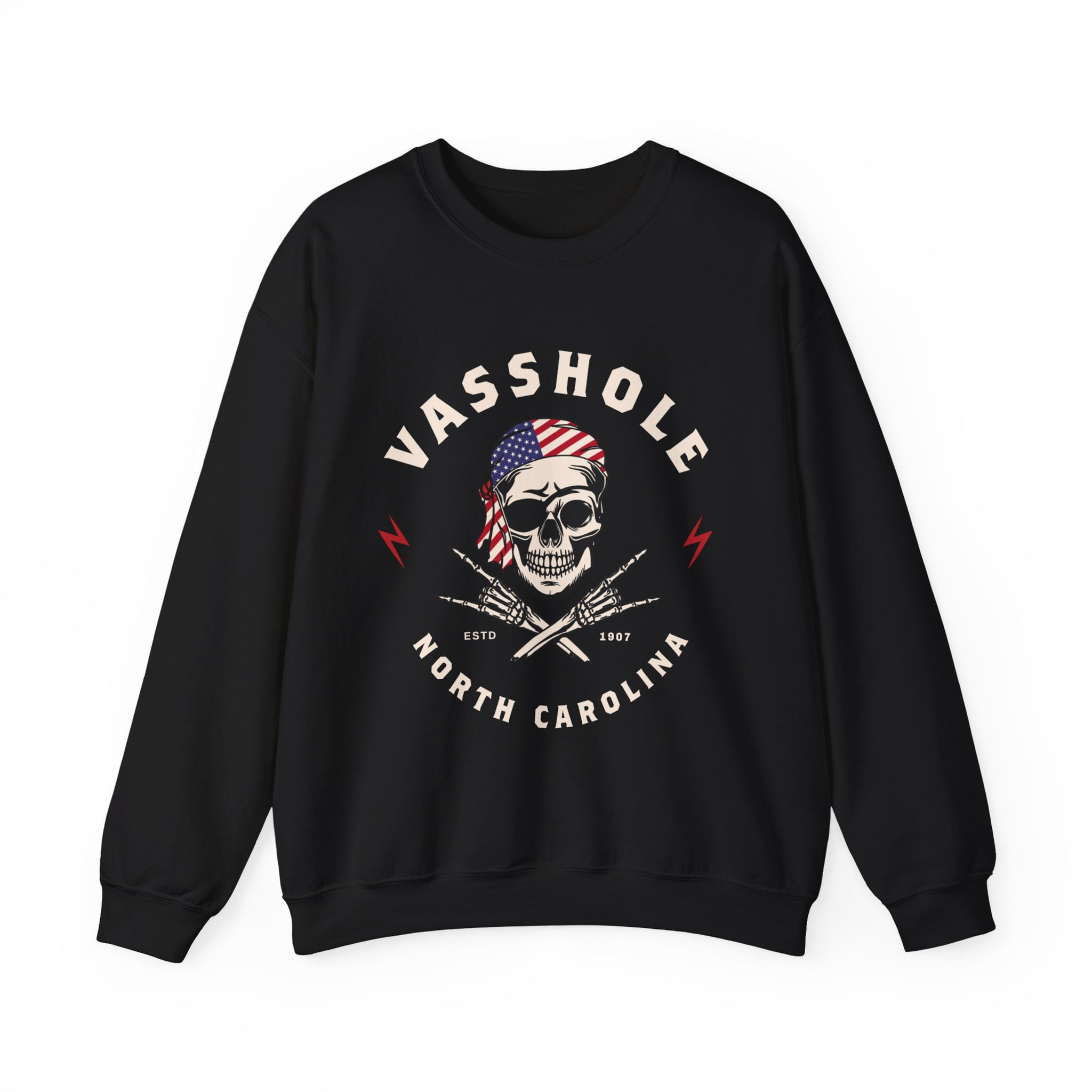 Vasshole - Small Town Vass North Carolina Cozy Pirate Sweatshirt