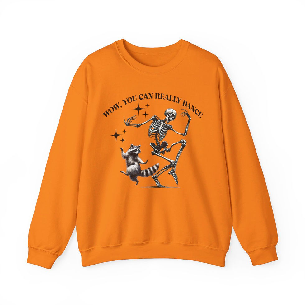Thumbnail: Wow You Can Really Dance Raccoon Skeleton Sweatshirt