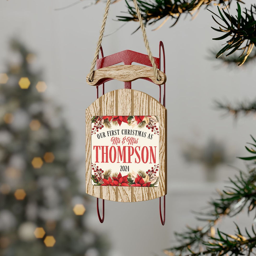 Thumbnail: First Christmas Together Married 2024 Custom Mr and Mrs Vintage Sled Ornament