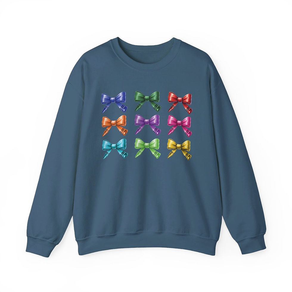 Thumbnail: Limited Edition Bow Shaped Colorful Crayons Teacher or School Sweatshirt