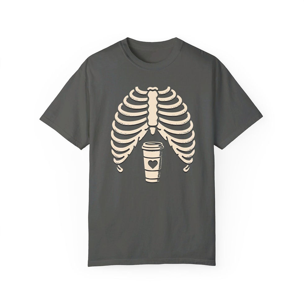 Thumbnail: Rib Cage with Coffee Minimal Halloween Costume Comfort Colors Shirt