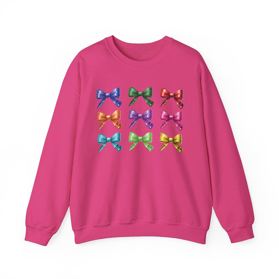 Thumbnail: Limited Edition Bow Shaped Colorful Crayons Teacher or School Sweatshirt