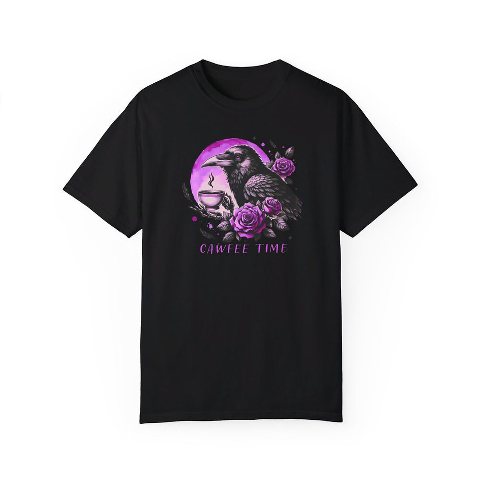 Thumbnail: LImited Edition Halloween Crow Cawfee Time Comfort Colors Shirt