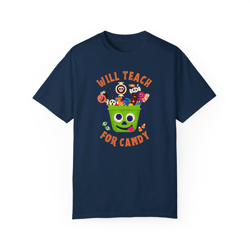 Thumbnail: Limited Edition Cute Will Teach for Candy Teacher Halloween Comfort Colors Shirt