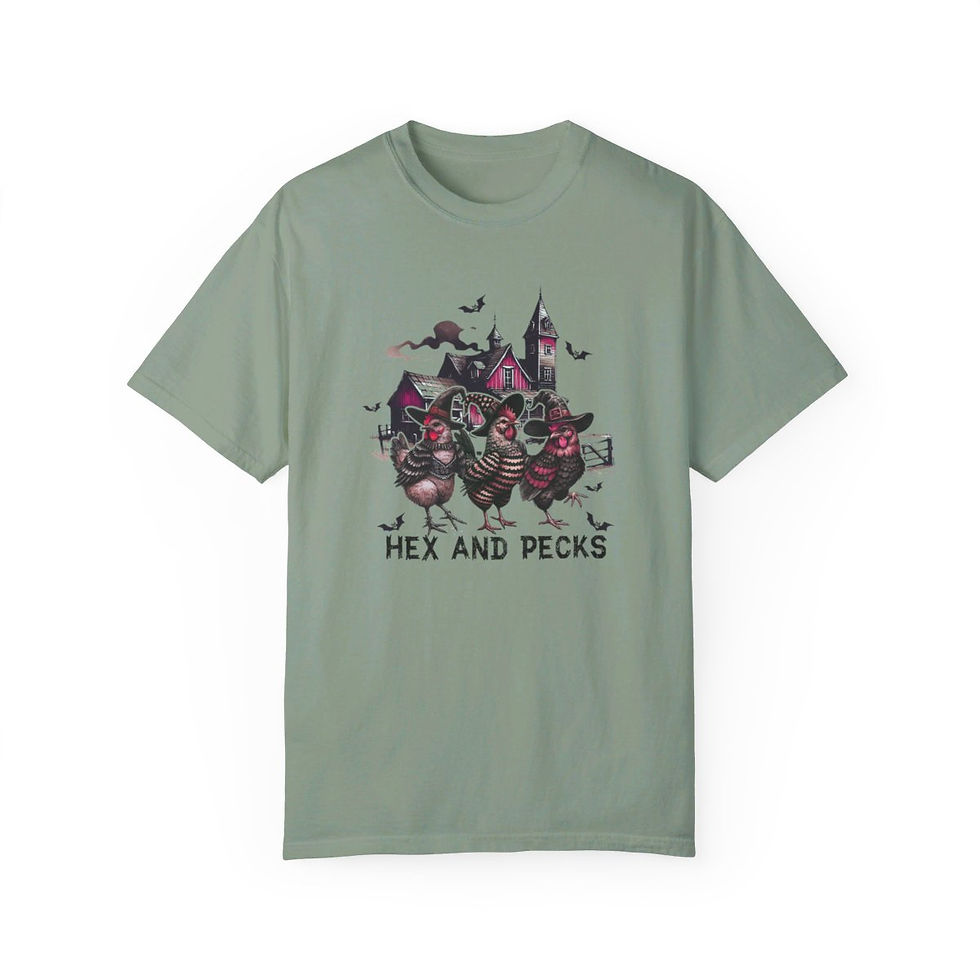 Thumbnail: Halloween Chicken Witches Haunted Barn Hex & Pecks Funny Comfort Colors Shirt