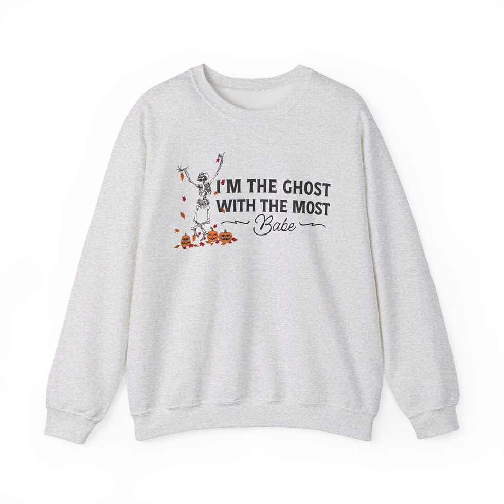 Thumbnail: Ghost with the Most Babe  Skeleton Beetlejuice Inspired Halloween Sweatshirt