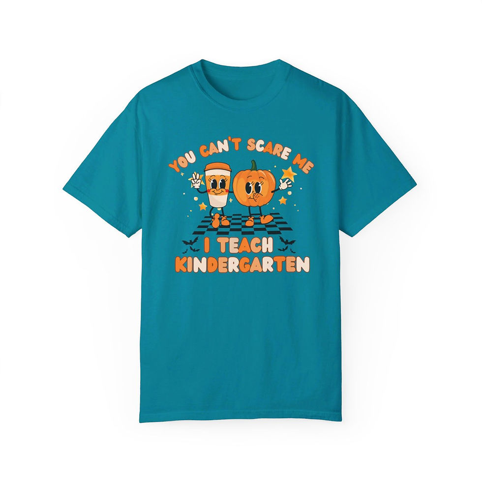 Thumbnail: You Can't Scare Me I Teach Kindergarten Checkered Halloween Comfort Colors Shirt